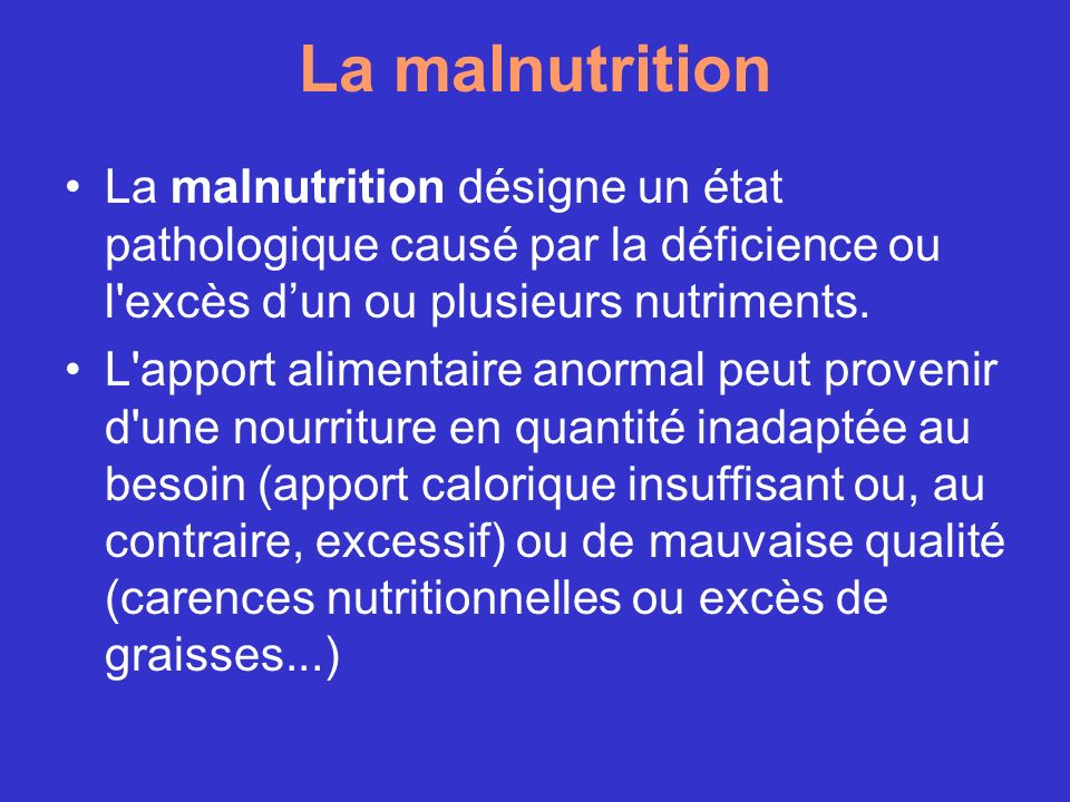 expose sur la malnutrition
